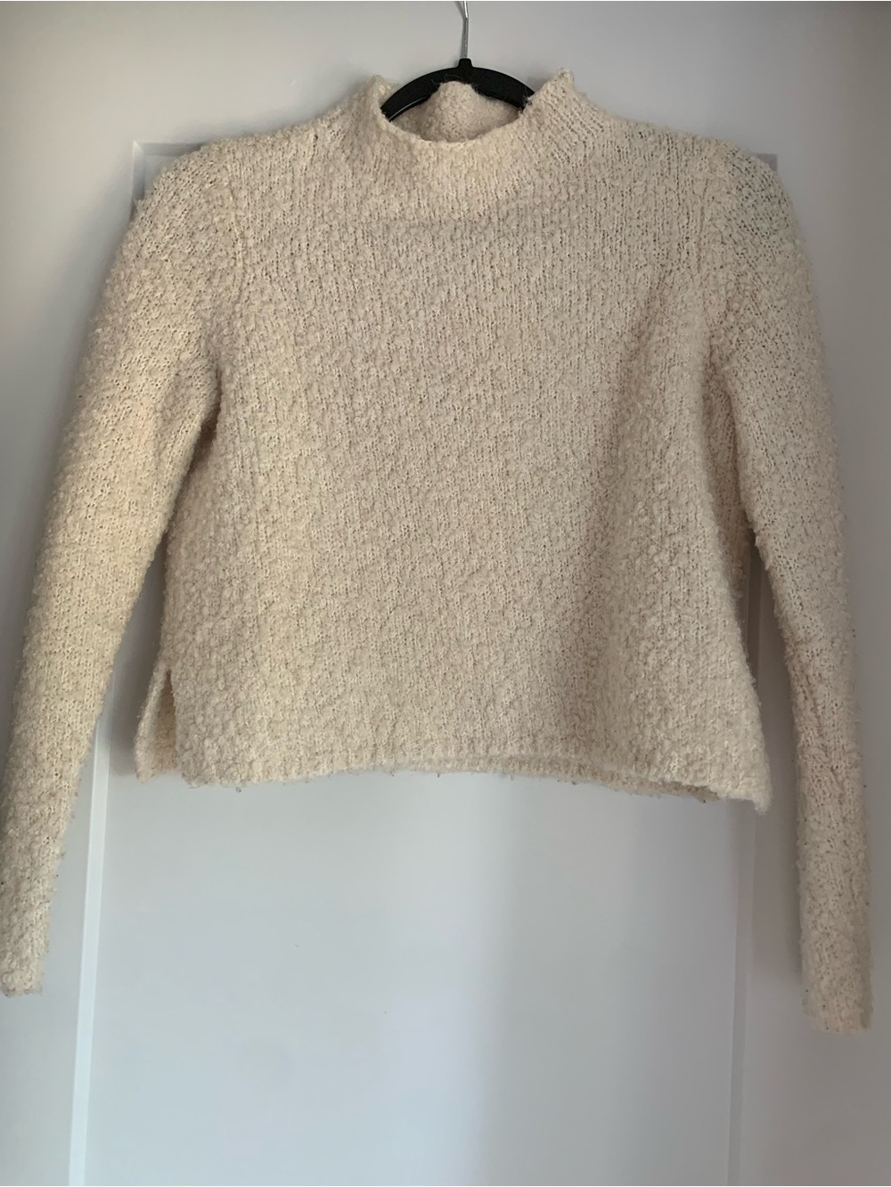 aerie Cream Bouclé Mock Neck Sweater